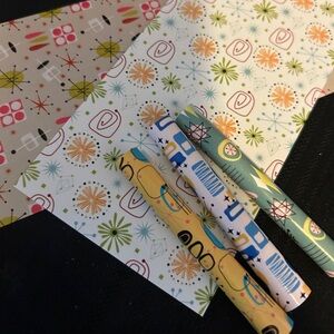 Retro Patterned Party Wrapping Paper Set 1:12 Scale Dollhouse Miniatures